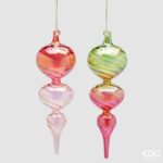 EDG ADDOBBO VETRO FUSO MULTICOLOR H23 cm ∅7 cm