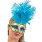 MASCHERA CON PIUME COLORI ASSORTITI