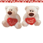 ORSETTO PELUCHE CON CUORE 20cm BIANCO O MARRONE